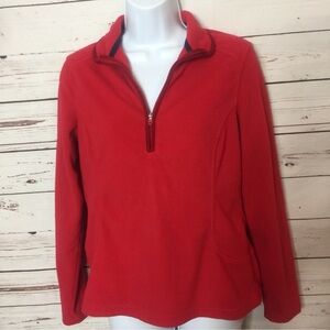 LANDS END FLEECE PULLOVER SWEATER RED